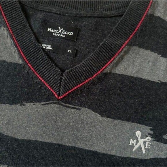 Marc Ecko Sweater Cut & Sew Vest Men's XL Black Gray 100% Cotton - Picture 3 of 4